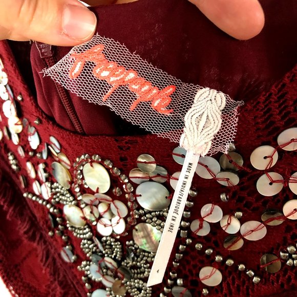Free People Red Boho Sequin Ruffle Dress - Picture 3 of 16